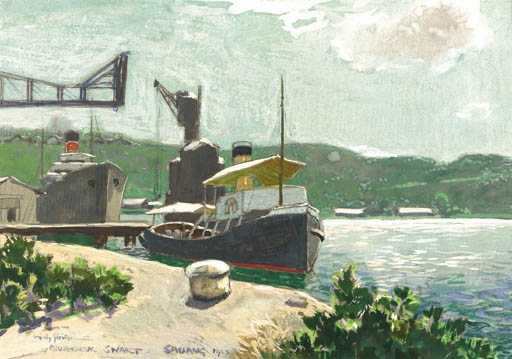 Moored cargo vessels