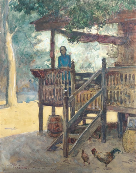 A woman on a varanda of a Chinese house in Sabang