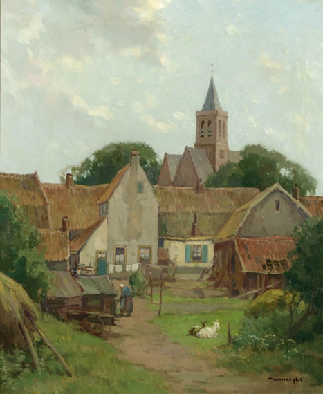 A view on a farmyard in Eemnes by Willem Frederik Noordijk