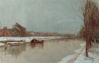 Ringdijk te Amsterdam in winter - Willem Frederik Noordijk
