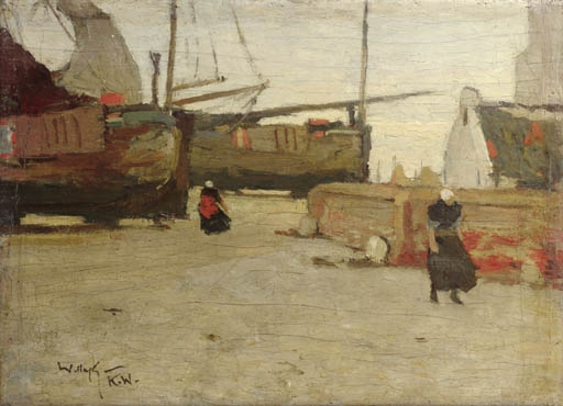 Bomschuiten on the beach, Katwijk aan Zee by Willy Sluiter