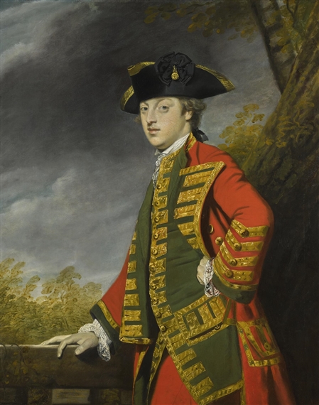 PORTRAIT OF SIR GERARD NAPIER, 6TH BT. (1739–1765), OF MIDDLE MARSH HALL AND MOOR CRICHEL, DORSET, IN THE UNIFORM OF THE DORSETSHIRE MILITIA by Sir Joshua Reynolds