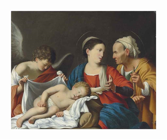 The Madonna and Child with Saint Anne and an angel by Carlo Saraceni