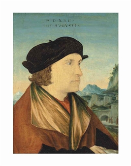 Portrait of a gentleman, bust-length, a landscape beyond - Wolf Huber