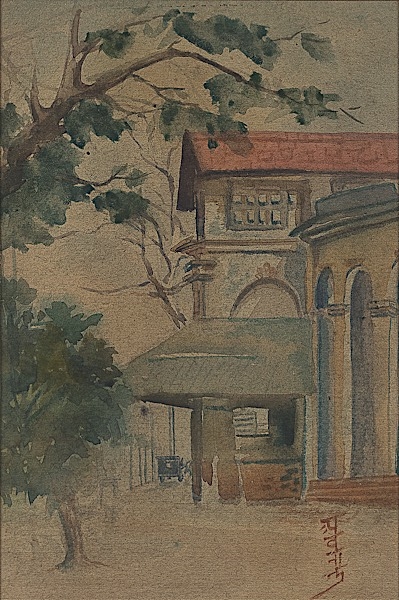 Artwork by Abanindranath Tagore, A Zamindar's House, Made of Watercolour on paper