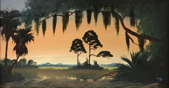Florida Highwaymen St. Johns river landscape with trees by Alfred Hair
