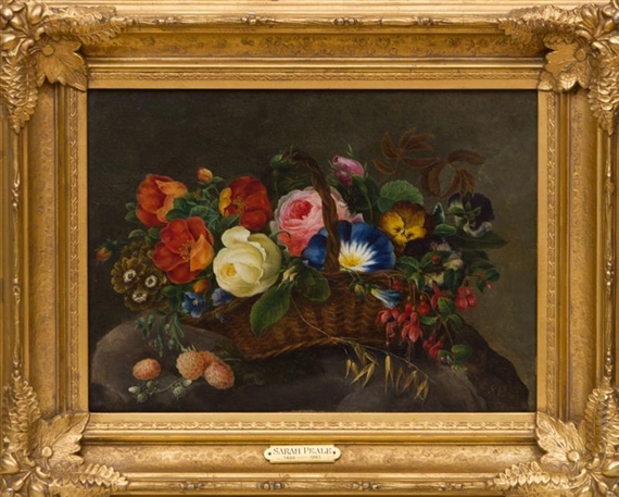 A BASKET OF FLOWERS by Sarah Miriam Peale, 1853