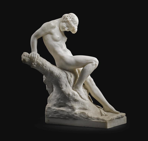 FIGURE OF A NYMPH SEATED ON A BRANCH - Constantino Dimitriadis