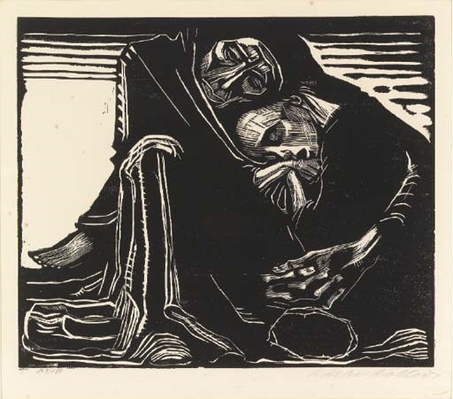 Tod mit Frau im Schoss (K. 151; Kn. 163) by Käthe Kollwitz, 1921