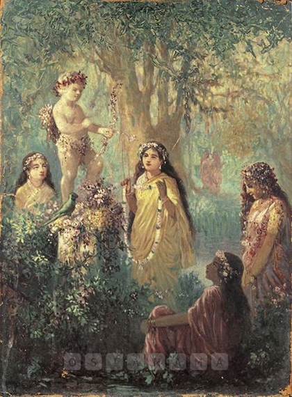 Radha & Cupid by Ustad Allah Bux, 1920s