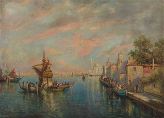 A Panoramic Venetian Scene - Nicholas P. Brigante