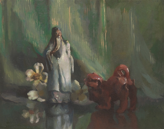 Still life with Asian figurines by Richard Delano Briggs