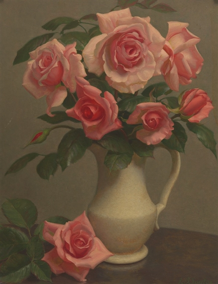 Still Life with Roses in White Pitcher by John Bulloch Souter