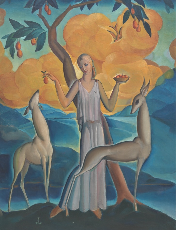 Artwork by Christopher Lee Clark, Woman with Deer, Made of Oil on canvas