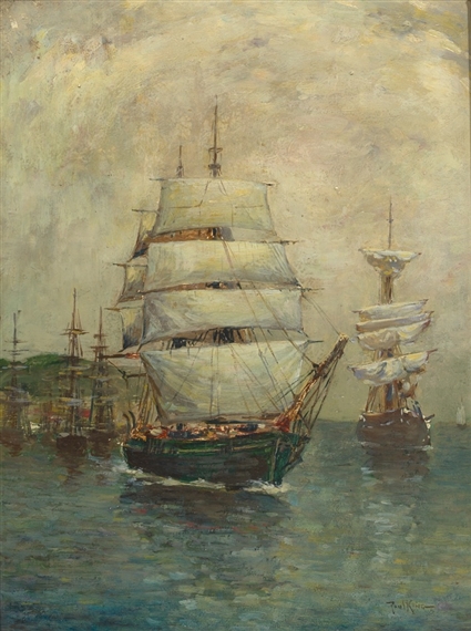 Ships in a Harbor by Paul King