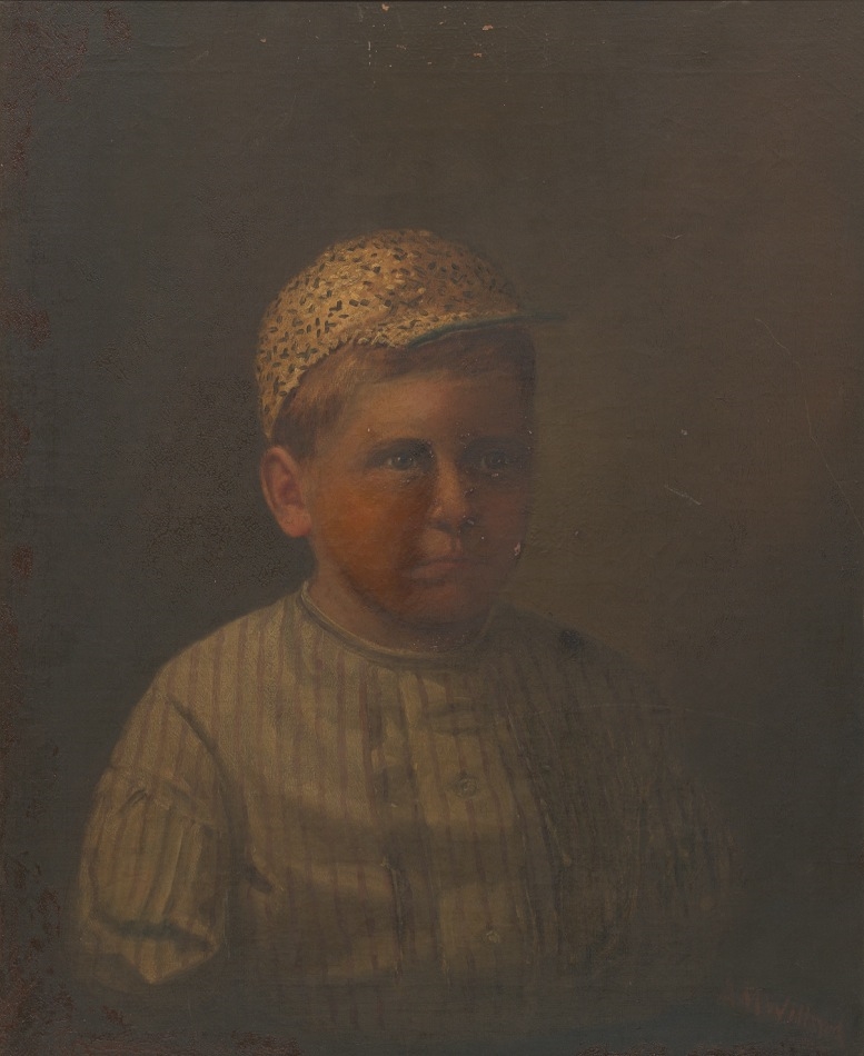 Artwork by Archibald M. Willard, Portrait of a Boy, Made of Oil on canvas mounted down onto masonite