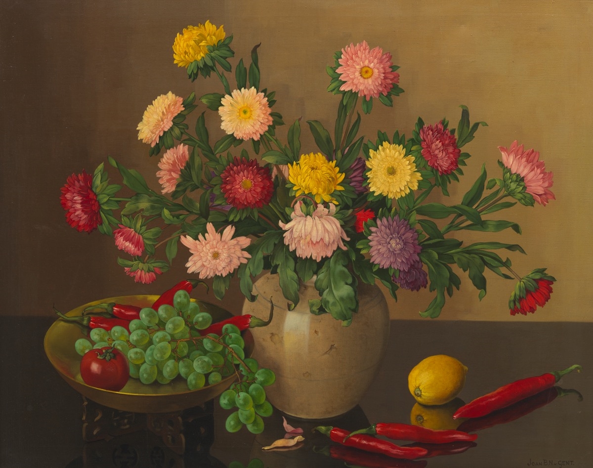 Joannes Baptist Nicolass van Gent Still life with flowers, fruit, and