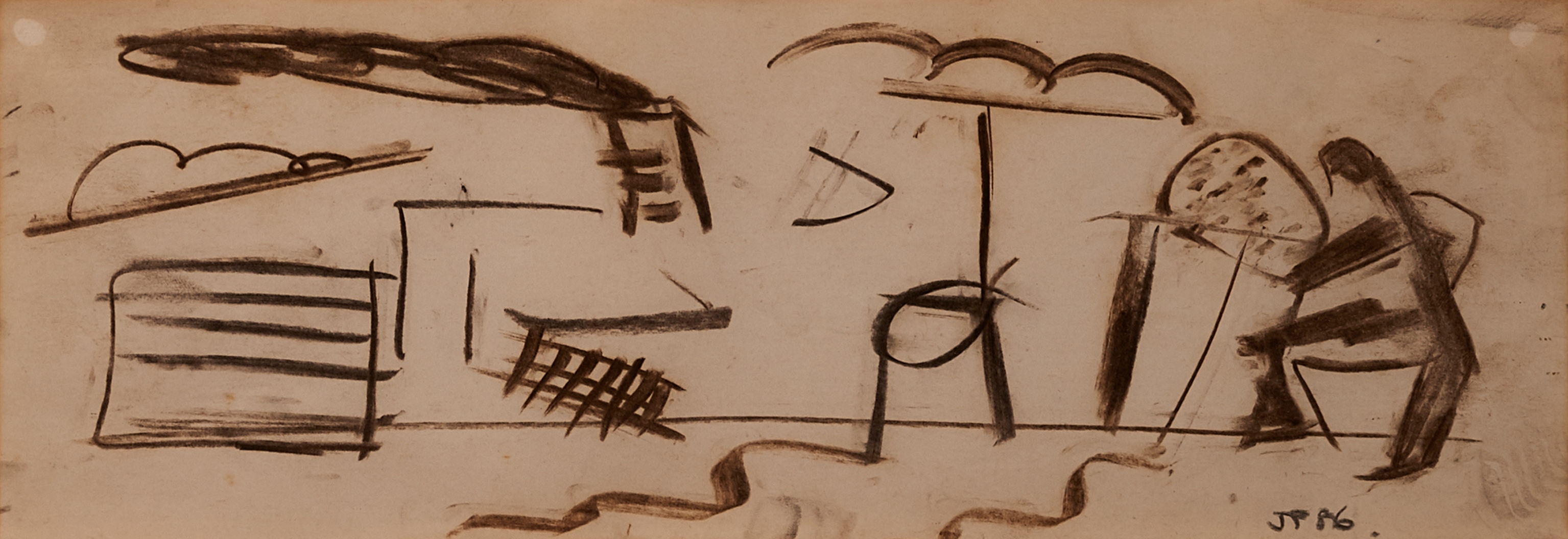 Artwork by Joe Furlonger, Abstract Landscape, Made of charcoal on paper