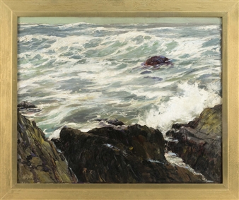 Waves crashing on a rocky coast, Monhegan - Caleb Arnold Slade