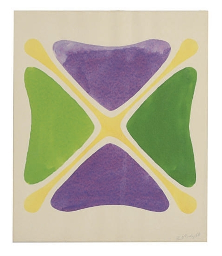 Untitled (Purple, Green, Oranges) by Paul Feeley, 1964
