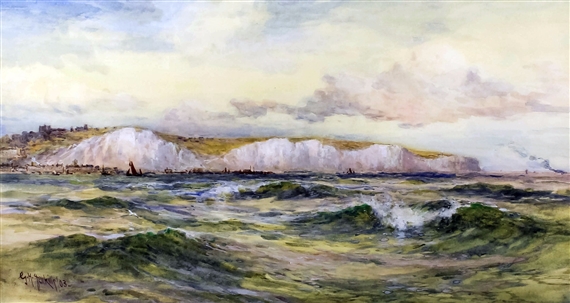 Looking towards the White Cliffs of Dover, open sea by George Henry Jenkins, 1903