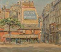 Parisian street scene with figures by Charles Chapel Judson