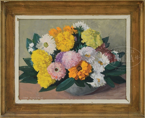 Jane Peterson | COLORFUL ZINNIA STILL LIFE | MutualArt