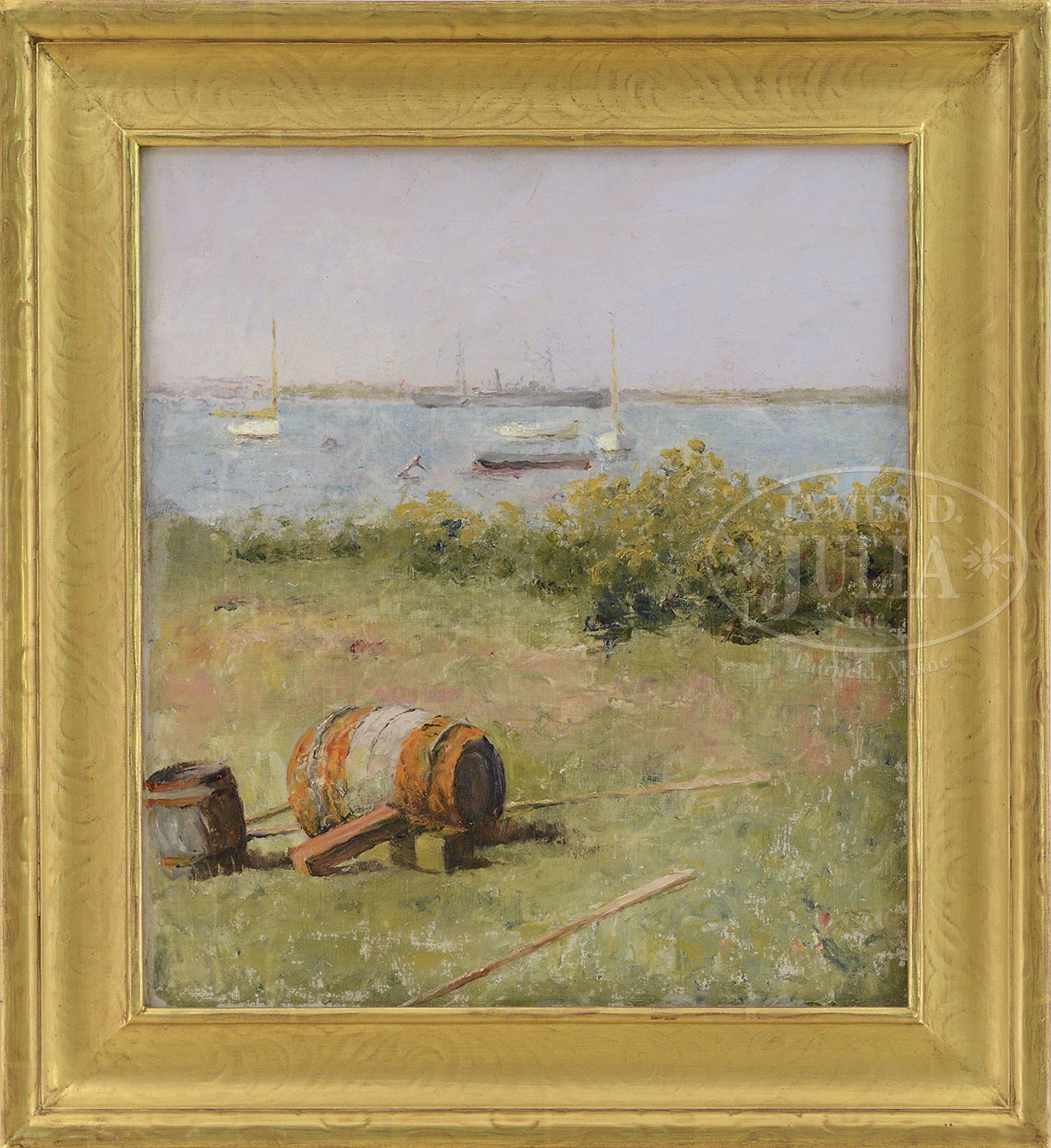 Esther Morton Smith HARBOR VIEW WITH TRAWLER AND SAILBOATS MutualArt