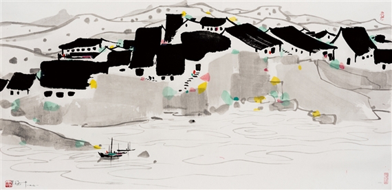 Guanzhong Wu | Riverside Village (1991) | Compare similar artworks ...