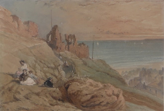 Girls resting near Hastings Castle by John Cuthbert Salmon