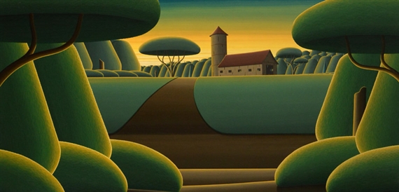 Farm with red roof by Christian Deberdt