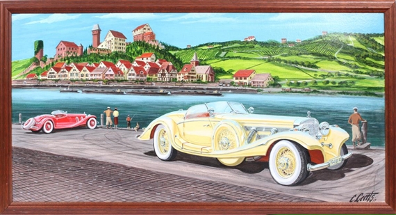 Depicting a classic car in front of a body of water by Casey Geerts