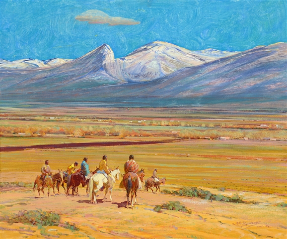 First Snow on Taos Mountain by Oscar E. Berninghaus