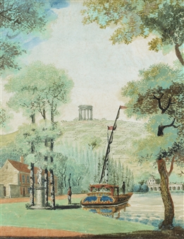 set of twelve, A series of park views with figures by Louis Carrogis