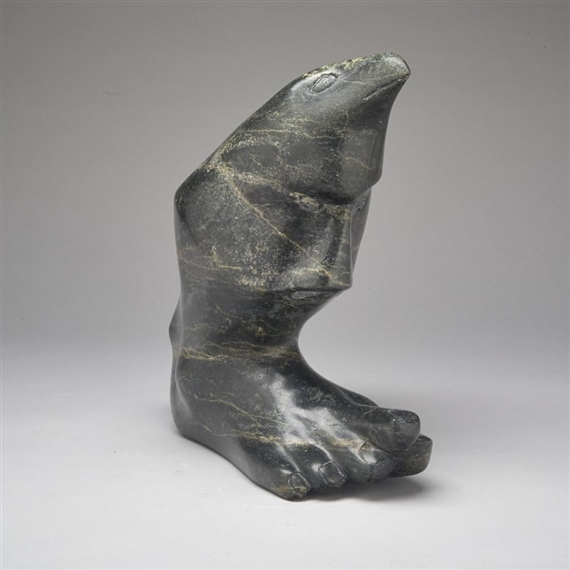 COMPOSITION CARVING OF A FOOT, BIRD AND FACES - Qarpik Pudlat
