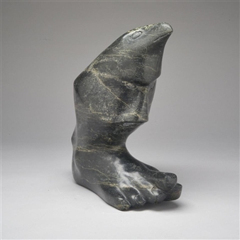 COMPOSITION CARVING OF A FOOT, BIRD AND FACES - Qarpik Pudlat