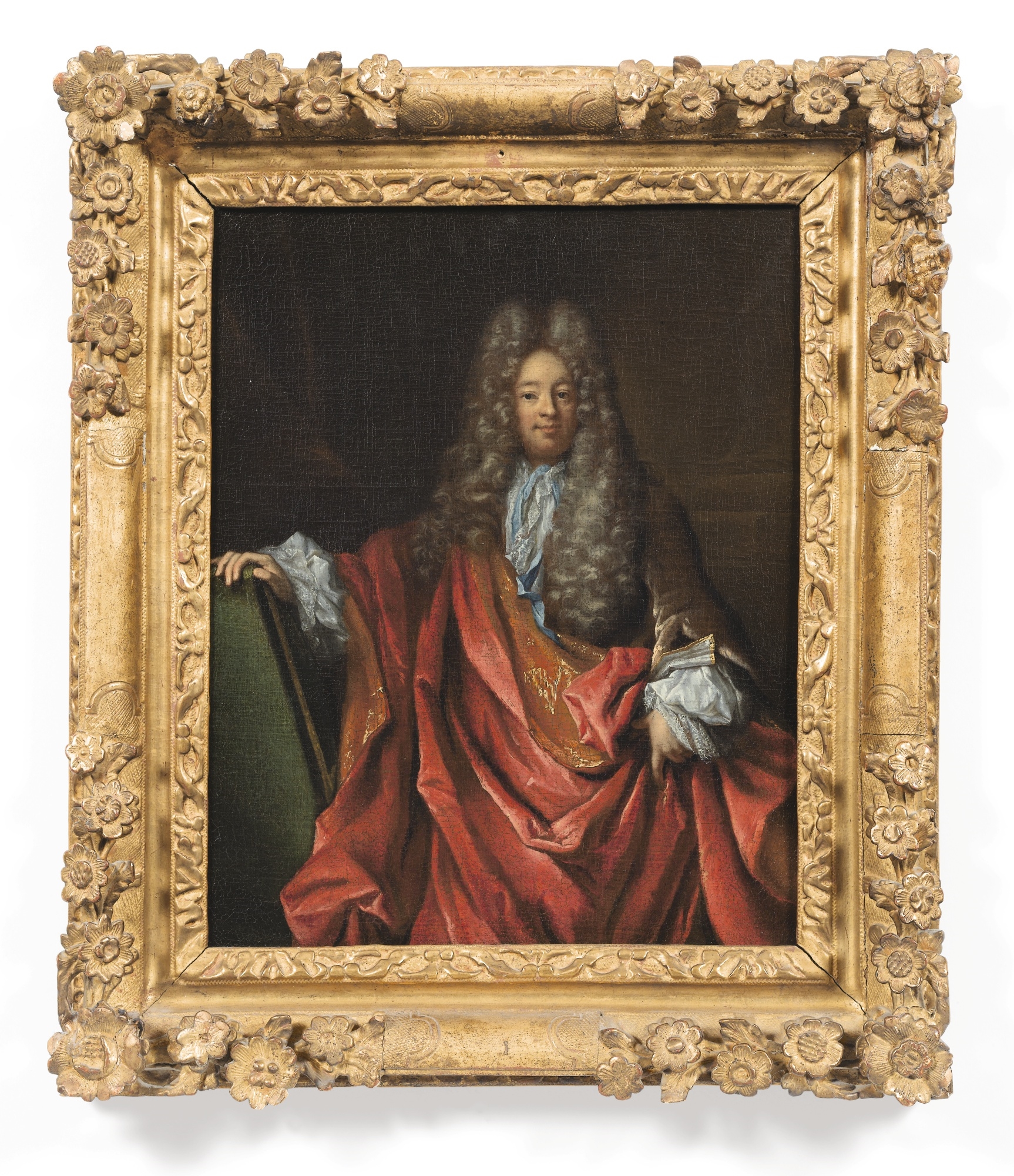 Hyacinthe Rigaud | Portrait of a man with red drapery | MutualArt