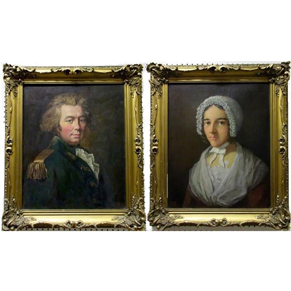 PORTRAITS OF LT. GOV.JOHN GRAVES (LORD) SIMCOE AND HIS WIFE (ELIZABETH) by Edmund Wyly Grier