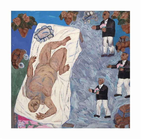 Man Carrying Flowers by Arpita Singh, 1993