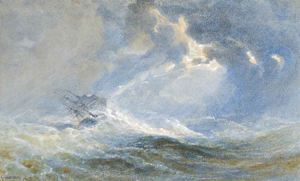 Edward Duncan | A ship foundering in a gale (1865) | MutualArt