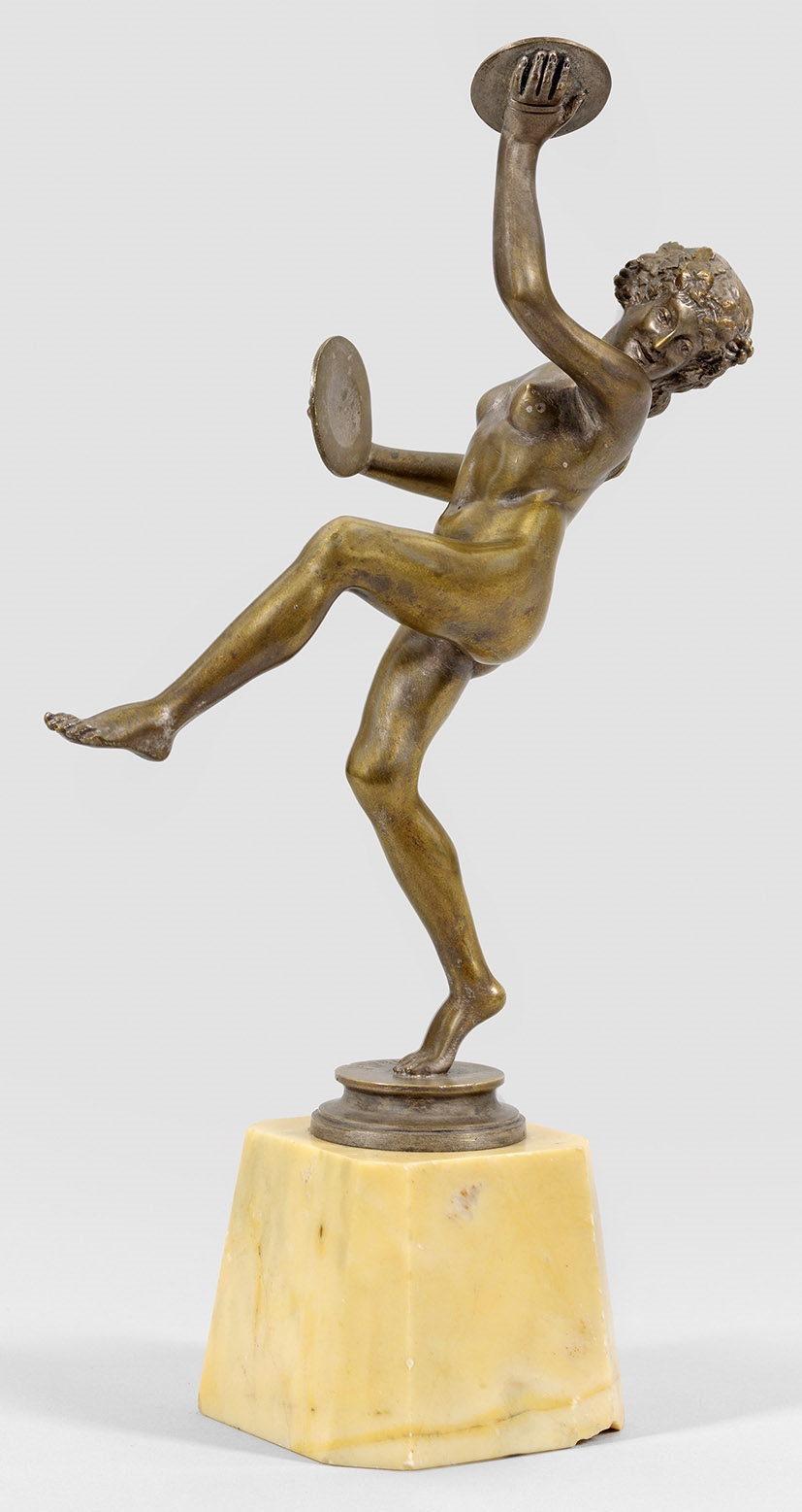 Artwork by Charles Paillet, Tanzende Bacchantin mit Zimbeln, Made of Patinated bronze