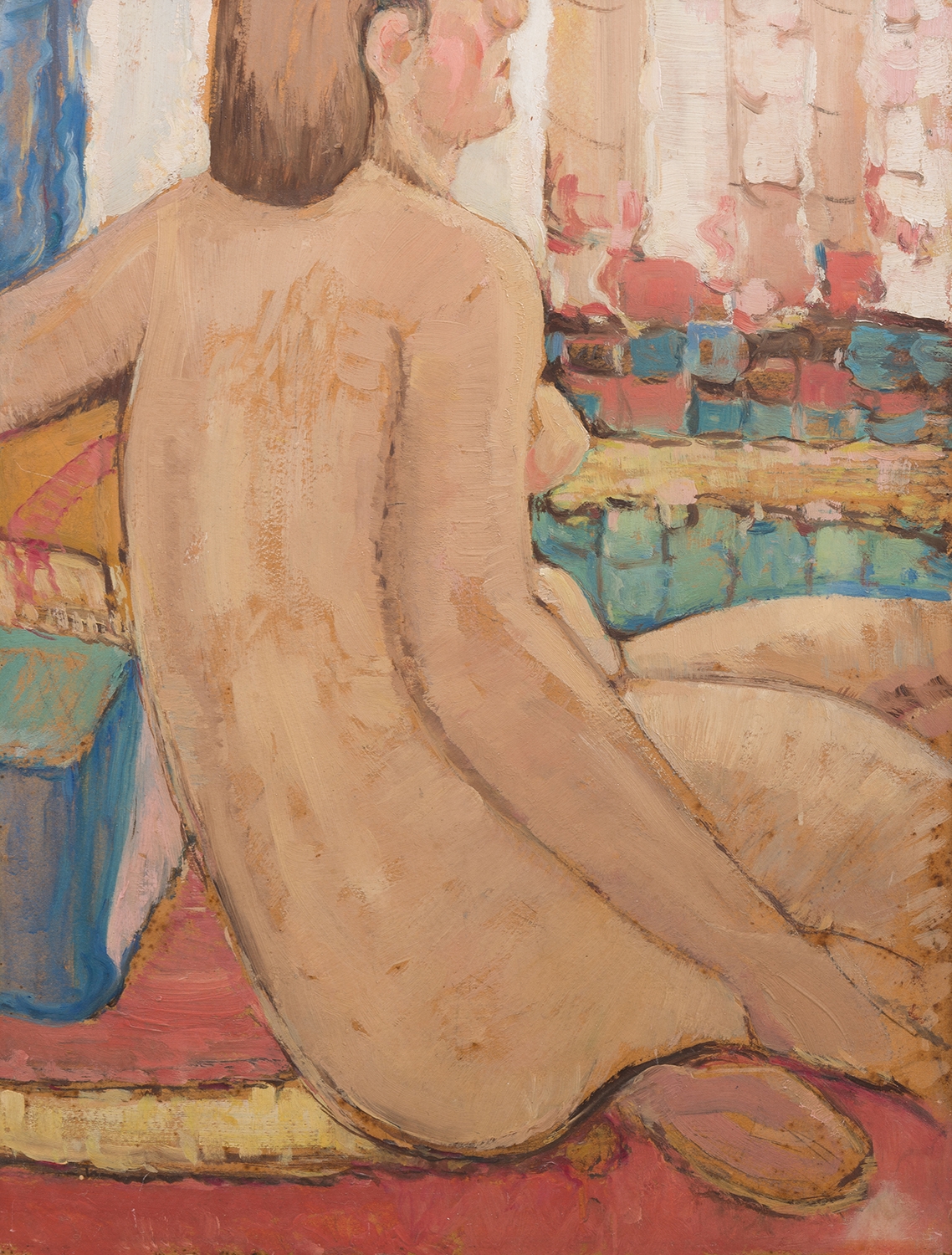 Artwork by Ralph Balson, Seated Nude, Made of oil on board
