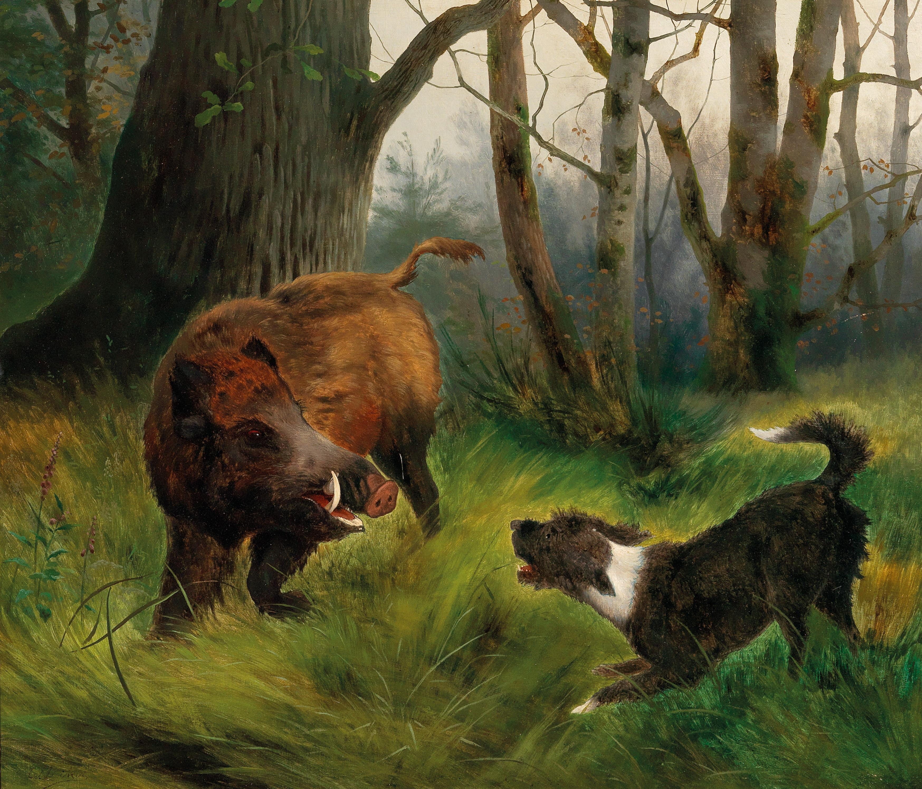 Artwork by Carl Deiker, Cornered!, Made of oil on canvas