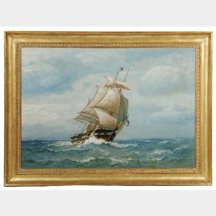 Sailing Ship in Heavy Seas by James Gale Tyler