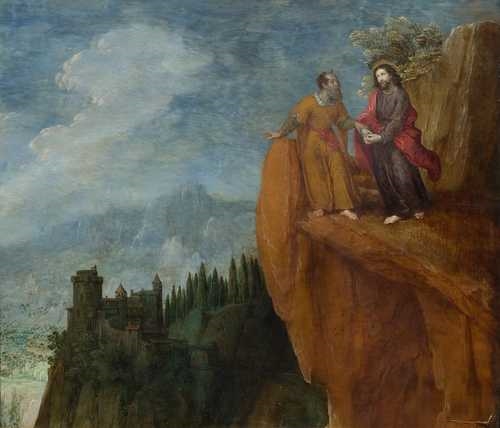 Artwork by Tobias Verhaecht, Panorama  landscape with the temptation of Christ, Made of Oil on panel