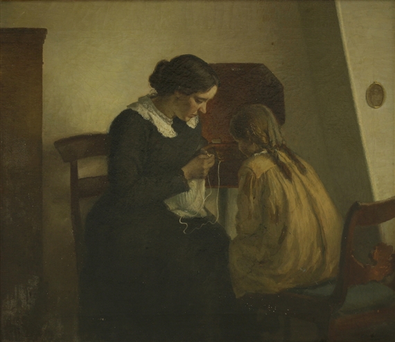 THE SEWING LESSON by Eiler Sørensen, 1903