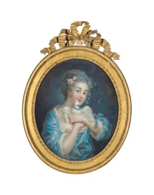 French School, 18th Century | Bust length portrait of a young girl in a ...