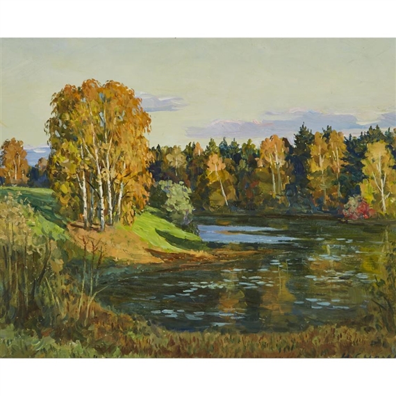 Autumn evening by Nicolai Sysoev, 1990