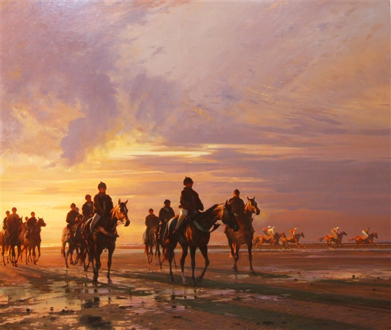 Ayrshire Dawn - riding out on the sands by Peter Smith