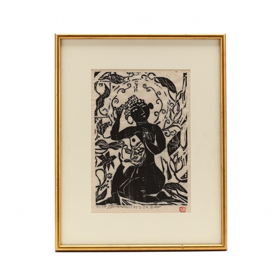 Fish and Flower and Female Buddha by Shiko Munakata, 1957